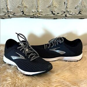 Brooks Revel 2 Black and White Athletic Running Shoes with Breathable Mesh
